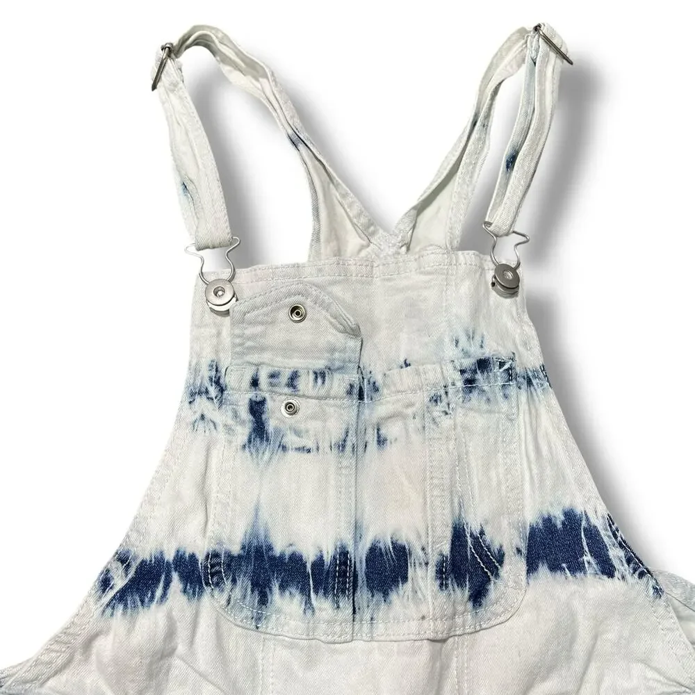 No Boundaries Girls Overall Bib Shorts Denim Blue Jean Acid Wash Medium 7 9